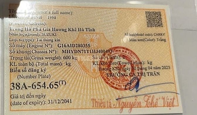Bán xe tải thùng kín Suzuki Carry An Lạc