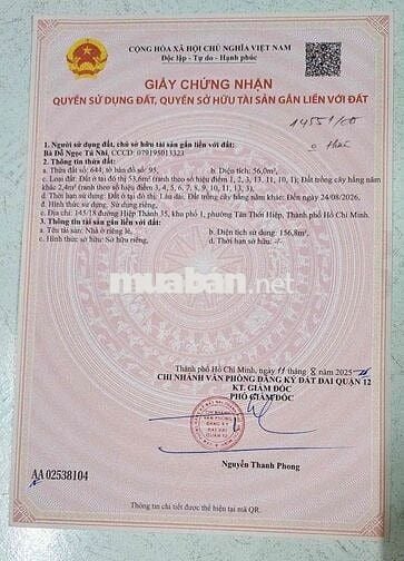Bán Gấp Nhà Phố SHR 4x15,4 tấm,6tỷ099tr,1/ Hiệp Thành 35.