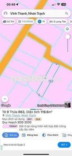BÁN ĐẤT NHƠN TRẠCH HXH, DT 120 M GIÁ 1 T7 , ĐƯỜNG HÙNG VƯƠNG