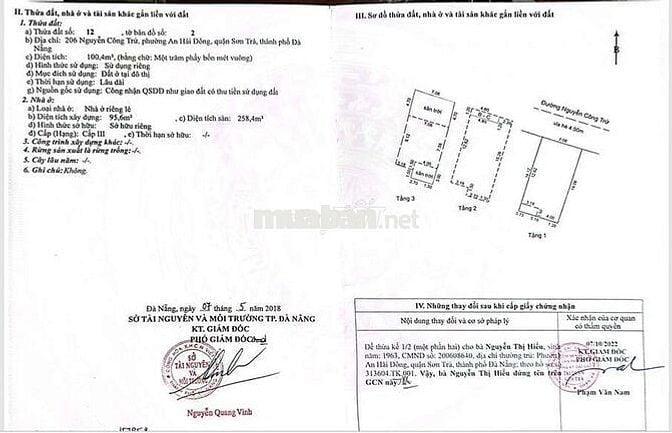 Chính chủ cần bán nhà 3 tầng 101m², ngang 7m mặt đường Nguyễn Công Trứ