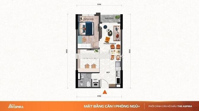 Căn hộ The Aspira 2PN-1WC 52m² – Giá từ 1,8 tỷ – Đối diện Metro số 1