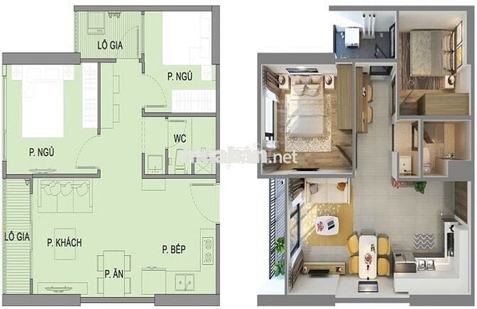 Bán Căn 2N1VS 55m2, tại Vinhomes smart city. Giá 4,5 tỷ