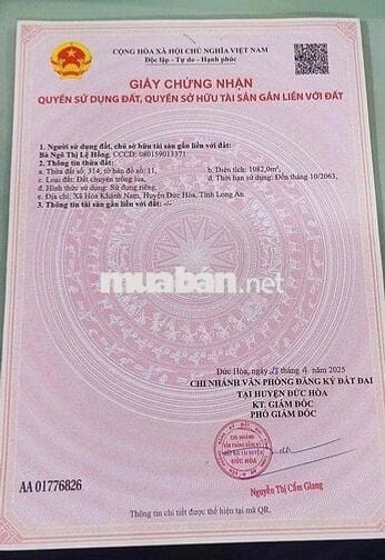 Bán đất thổ cư Tân Mỹ thuộc Dự án Vingroup Long An