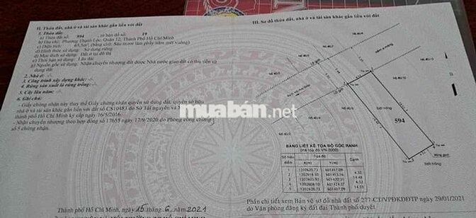 Đất 1/ Thạnh Lộc 13,4,5x15, đường 6m, hệ số 5.6