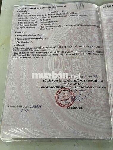 Bán Lô Đất VIP 124m2 nở hậu(6,8m) Hóc Môn giá 3tỷxxx