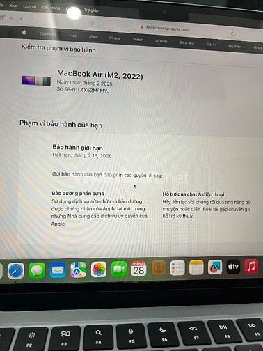 Macbook Air M2 16GB 256GB mới mua 2025 pin sạc 5 lần.