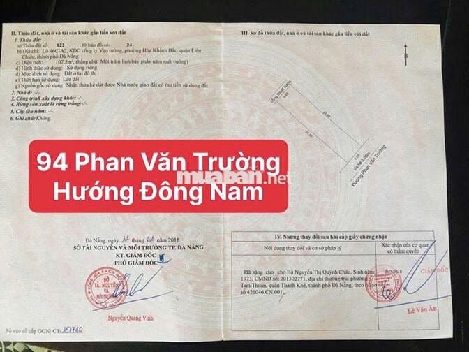 🏩 Bán đất biển mt Phan Văn Trường, Liên Chiểu, 108m2, 3.x tỷ tl