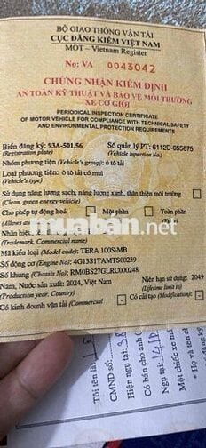 Xe Teraco Tera 100S 930kg 2024 ở Bình Phước
