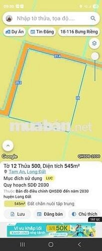 Chính chủ bán 545m2 đất lúa sổ riêng cách biển 5km