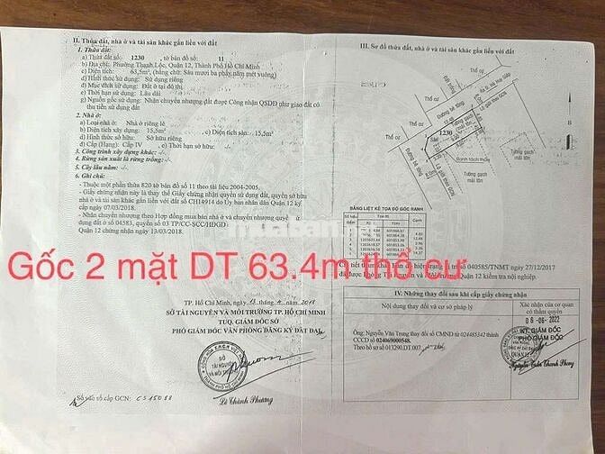 Đất Hướng Tây Nam 2 Mặt Tiền DT: 4,85m x 13,5m SHR