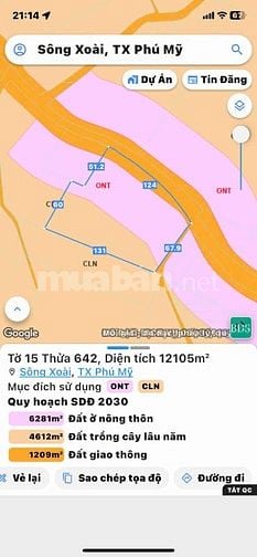 BÁN 124M MẶT TIỀN ĐƯỜNG NHỰA PHƯỜNG TÂN THÀNH - VŨNG TÀU HCM