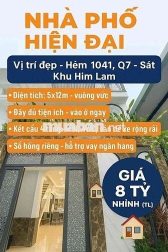 NHÀ PHỐ MỚI ĐẸP – VÀO Ở NGAY - 2 MẶT HẺM – TRẦN XUÂN SOẠN, Q7
