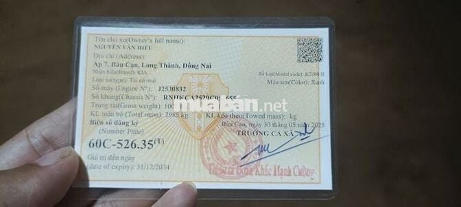 Kia K2700, sx cuối năm 2009, niên hạn 31/12/2034