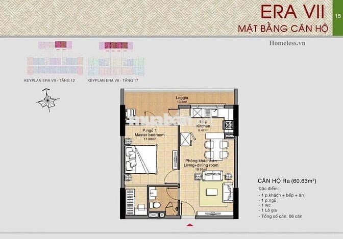 Cho thuê căn góc 1PN Full nội thất, bancol rộng tại cc Era Town Quận 7