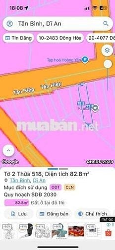 LÔ ĐẤT SỔ RIÊNG MT ĐƯỜNG TÂN HIỆP DT 82,8m2