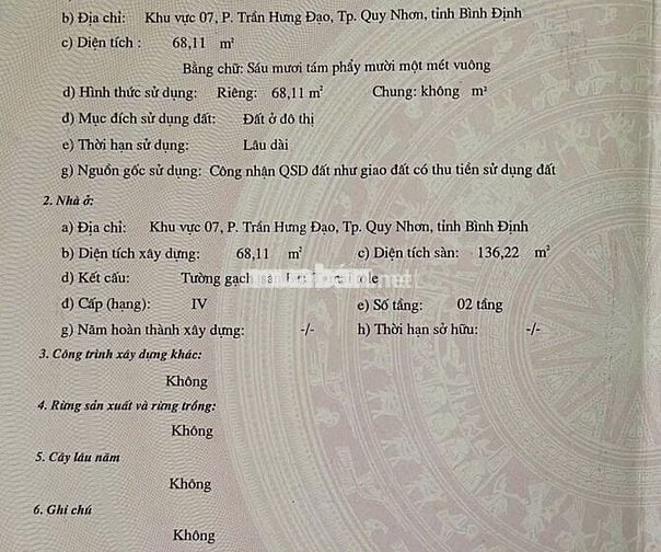 Bán nhà Mặt Tiền đường Mai Xuân Thưởng