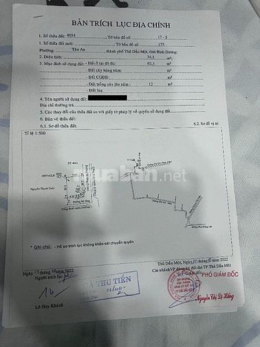Chính chủ cần bán lô góc phường Phú An, TpHCM (Tân An - BD Cũ) - 74m2