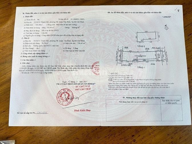 Bán nhà Gần Chợ Vải Tân Bình, 55/10/31 Thành Mỹ, P.8. Tân Bình