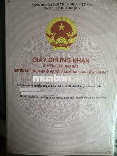 MẶT TIỀN ĐẮC ĐỊA trong KDC CHÁNH NGHĨA=>  d.tích: 5x20(thổ cư 100%