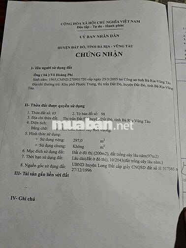 chính chủ Đất xã Suối Kiết, Tánh linh, Bình Thuận 140m mặt đường