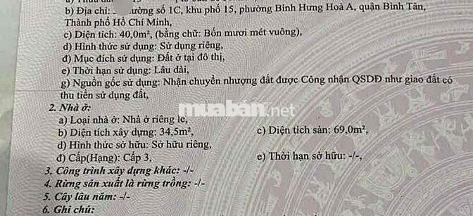 Nhà Mặt Tiền Kinh Doanh 4 x 10m 4 Tỷ 450 TL