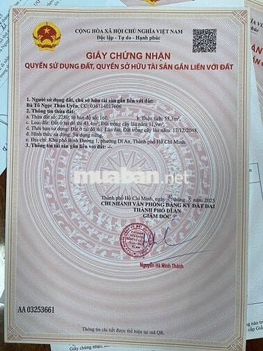 ĐẤT SỔ RIÊNG DT 55m2 hẻm 474 Nguyễn Tri Phương