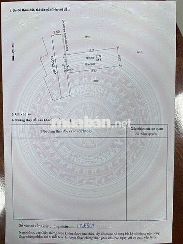 ĐẤT SỔ RIÊNG DT 55m2 hẻm 474 Nguyễn Tri Phương