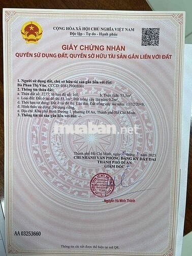 ĐẤT SỔ RIÊNG DT 55m2 hẻm 474 Nguyễn Tri Phương