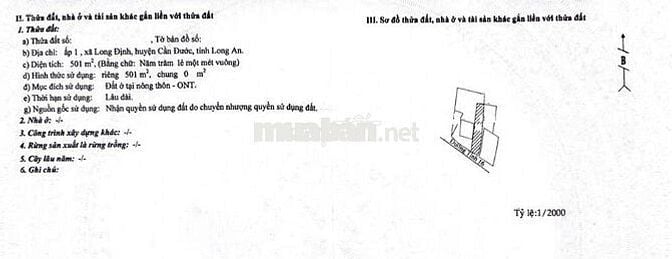 Đất mặt tiền 830 ấp 1 Long Định, (Long Cang), Tây Ninh