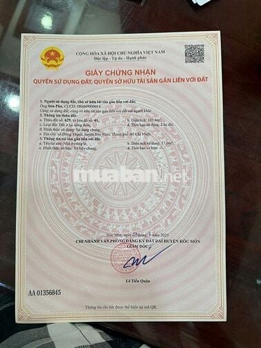 CỰC HIẾM CẮT LỖ SÂU LÔ ĐẤT ĐẸP NGAY ĐÔNG THẠNH, HÓC MÔN 104m2, 450TR