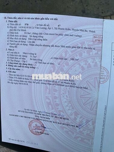 BÁN NHÀ PHƯỚC KIỂN, NHÀ BÈ ( bên cạnh cầu Long Kiển )-CHÍNH CHỦ