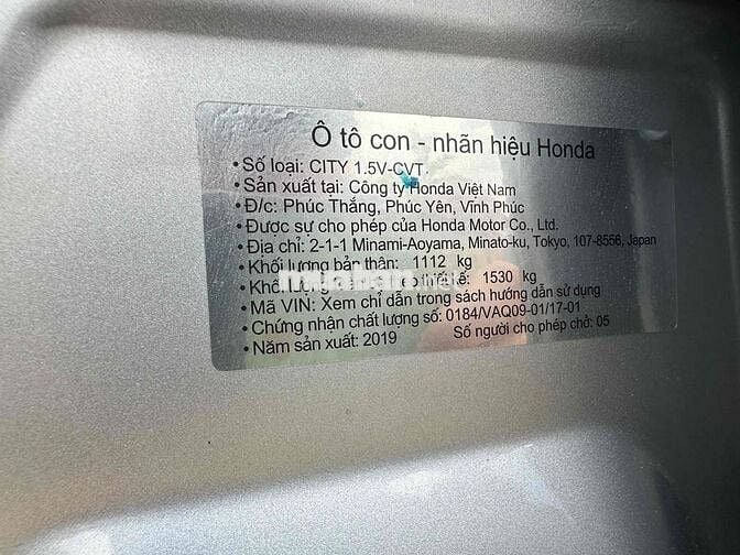 Honda City 2019 1.5 CVT - 16900 km xe đẹp zin nilo