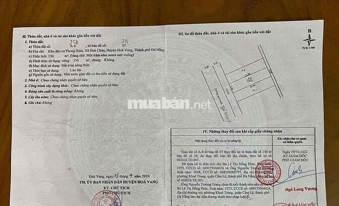 CHÍNH CHỦ LÔ ĐẤT ĐẸP TÁI ĐỊNH CƯ PHONG NAM HÒA XUÂN ĐƯỜNG 7,5M
