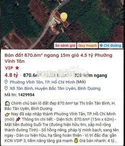 Chính chủ bán lô đất đẹp 870.6m² tại Thị trấn Tân Bình