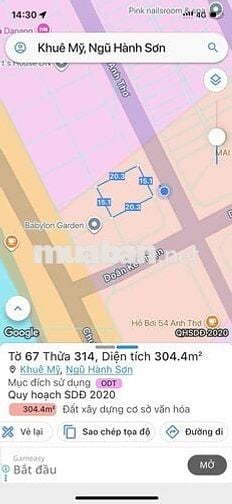 Bán lô đất Biệt thự đường Anh Thơ, Khu NVA, Khuê Mỹ, Ngũ Hành Sơn, Đà