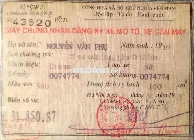 NHÀ DƯ CHIẾC XE DREAM KHÔNG DÙNG TỚI MUỐN BÁN