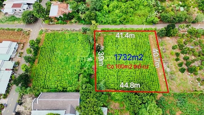 Sở hữu ngay lô đất gần 1800m2 ngang 41x40m có 100m thổ cư. Ngay tl52
