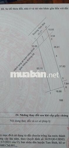 Bán đất mặt tiền cặp tỉnh lộ 904 ấp Cái Cui, Hòa Lộc, Tam Bình