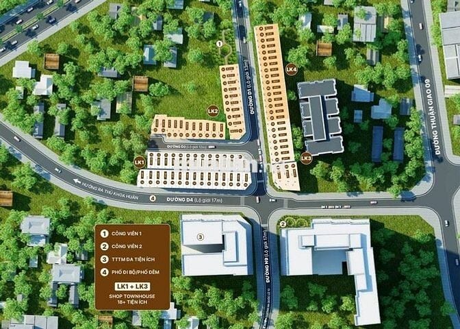 Nhà Phố liền kề, 1 trệt 2 lầu, 4 phòng ngủ tại Thuận An chỉ từ 1 tỷ 3