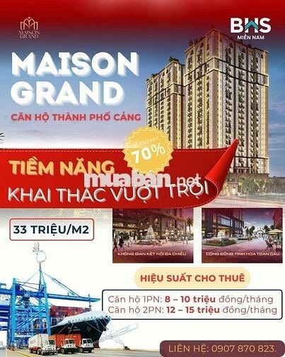 Chỉ từ 333 triệu sở hữu căn hộ cao cấp 2PN cho thuê từ 12 triệu/tháng