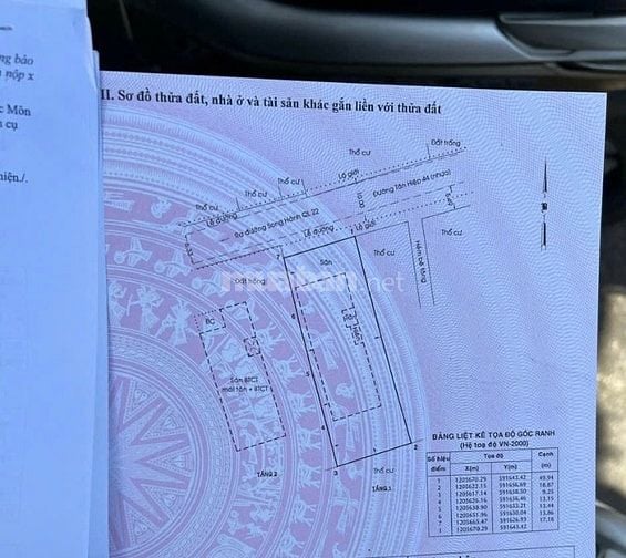 MT Tân Hiệp 44. cách song hành vài chục m. 900m2 full thổ. 