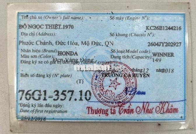Winner V1 2018 Lên Smkey, Odo 38.000,Máy Cực Chất.
