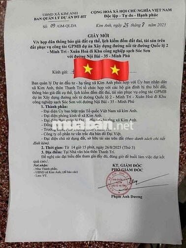Bán đất – (Xã Minh Trí, Sóc Sơn )– 206m² – 2Tỷ – 3 Bước Ra Trục Liên