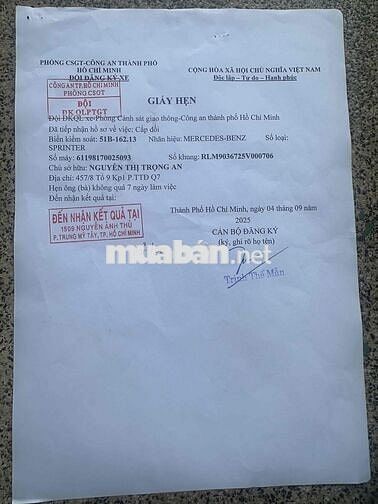 Mercedes Benz Sprinter 2005 3 chỗ 940kg