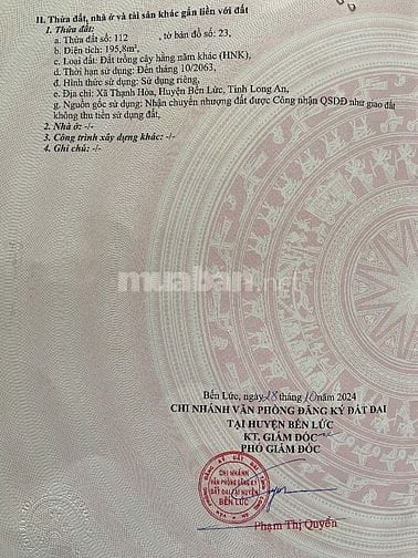 Sang đất nền lọt khe Bến Lức, sổ hồng riêng chính chủ