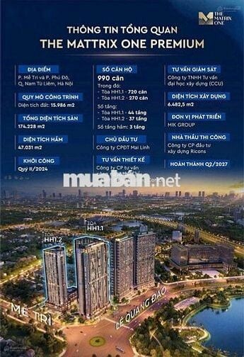 Chỉ Hơn 6 tỷ Bạn Đã Sở Hữu The Matrix One 120-160m2,3,4PN .TT Hà Nội