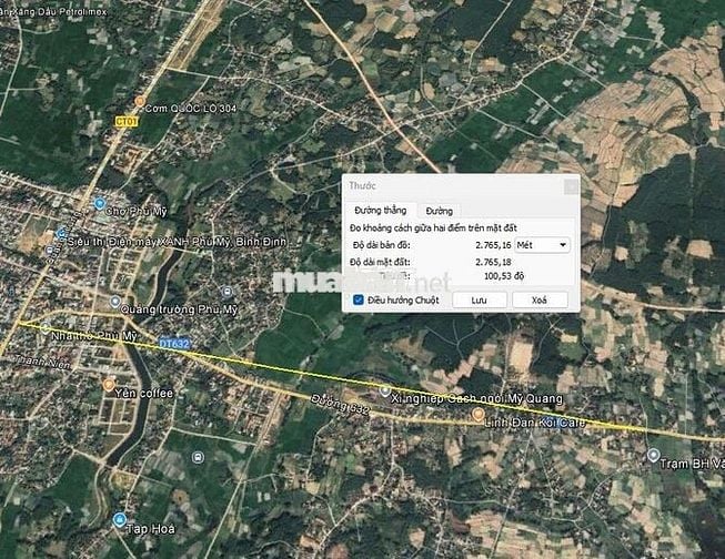 Bán đất tại đường ĐT632(Hai Bà Trưng nối dài), xã Mỹ Quang, Phù Mỹ, BĐ