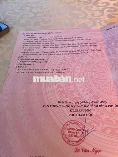 GD CẦN BÁN GẤP ĐẤT PHÚ RIỀNG BÌNH PHƯỚC