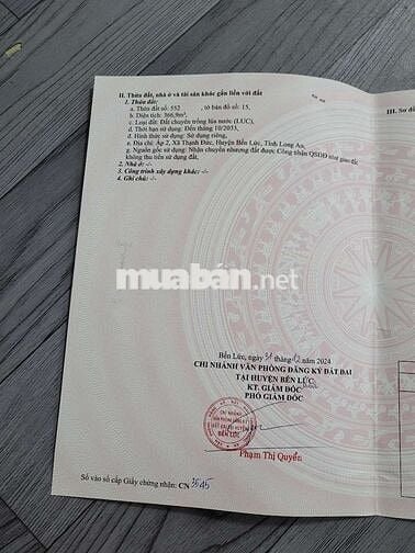 Cần bán thửa đất ở ql1a Thạnh Đức
