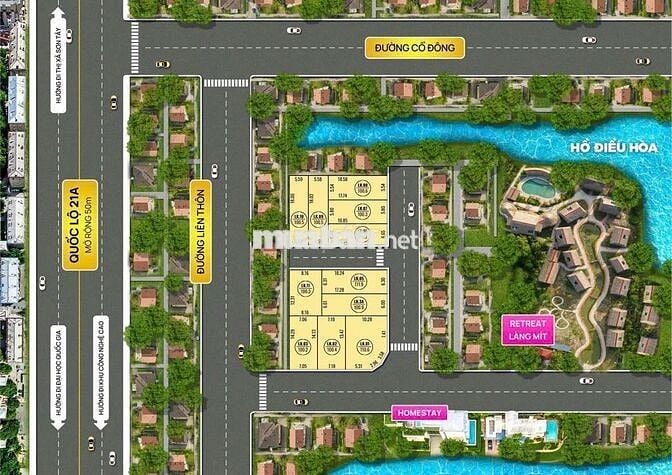 Lô 2 MTiền 108m2 Full Thổ.Cách ĐH QGia 3km Nằm Giữa TT Khu ĐThị HLạc.